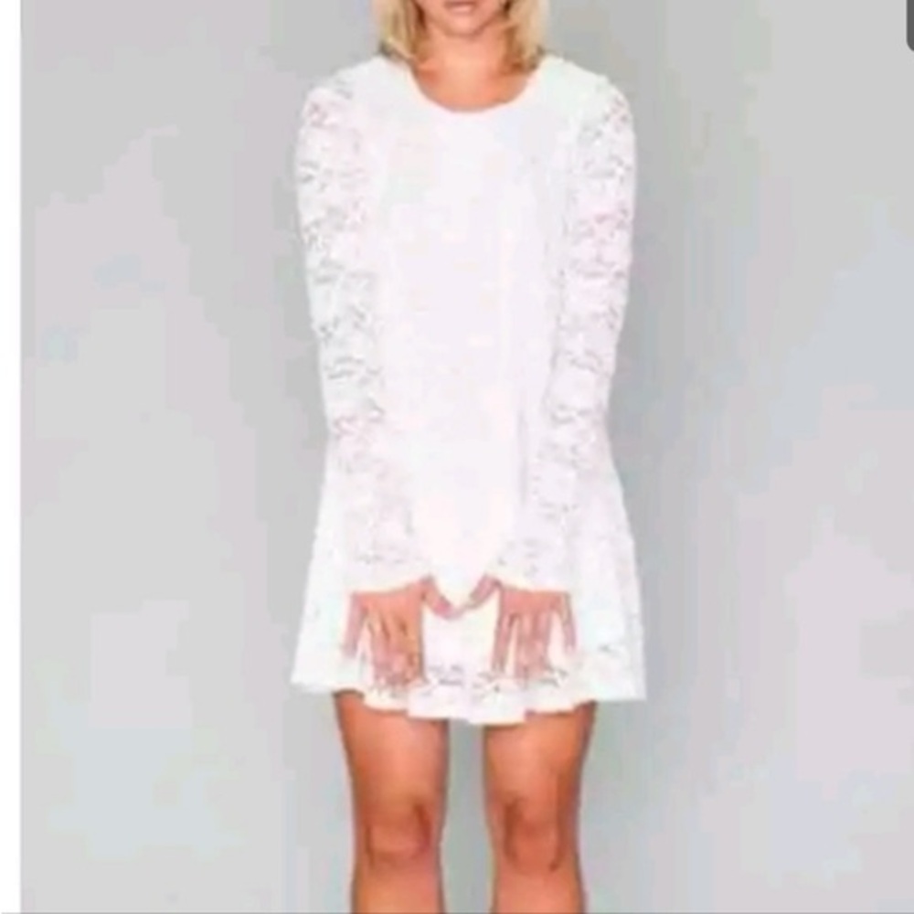 Show Me Your MuMu White Lace Long Sleeve Dress